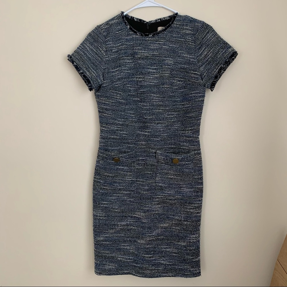 LOFT tweed fringe pocket dress